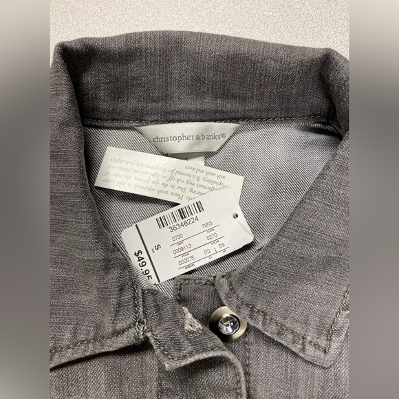 NWT Christopher Banks Grey Denim Vest - Picture 2 of 4